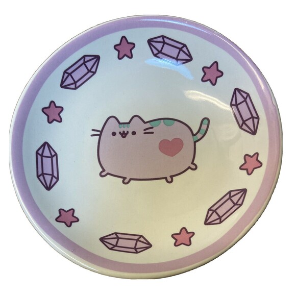 Pusheen Purple Jewelry Trinket Tray Decorative 4” Wide Enesco Stoneware - Picture 1 of 3